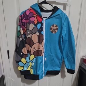 SHEIN Multicolor Graphic Zip-Up Sweater